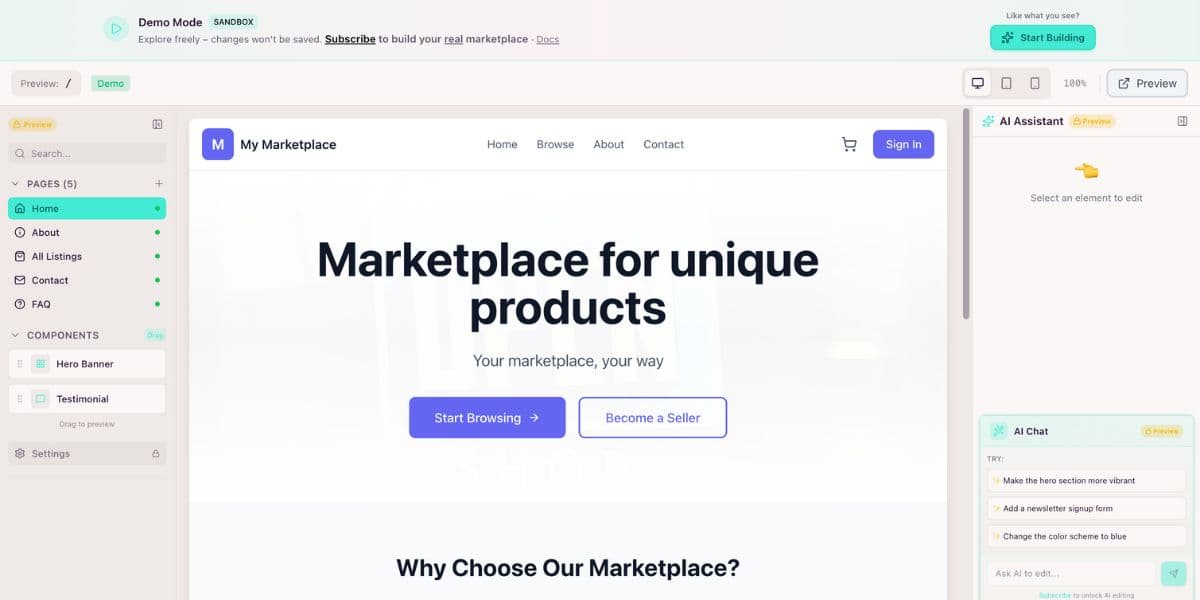 Sandbox demo preview